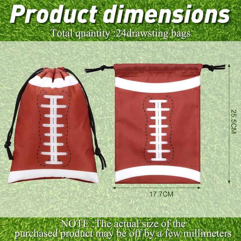 Berlune 24 Pieces Football Party Favors Drawstring Gift Bags 10 x 7 Inch Football Sports Goodie Bags Super Birthday Supplies Backpack Bulk Bowl for Gym Travel Party Storage Favors Supplies - Image 2